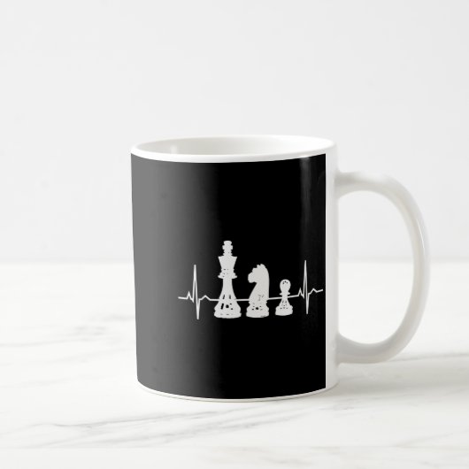 Herzschlag Schach - König Springer Bauer Schachfig Kaffeetasse (Rechts)