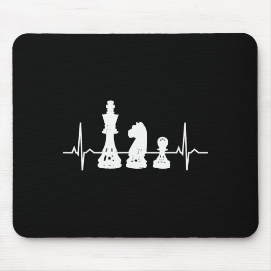 Herzschlag-Schach - König-Springer-Bauer-Schachfig Mousepad (Vorne)