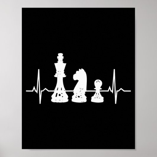 Herzschlag Schach - König Springer Bauer Schachfig Poster (Vorne)