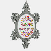 Herzschlag Schneeflocken Zinn-Ornament (Links)