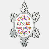 Herzschlag Schneeflocken Zinn-Ornament (Rechts)