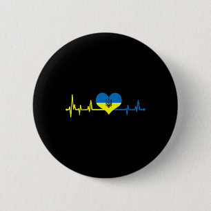 Herzschlag Ukraine-Flagge Ich stehe mit Ukraine Button