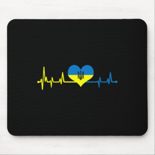 Herzschlag Ukraine-Flagge Ich stehe mit Ukraine Mousepad