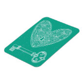 Herzschlag und Schlüssel zum grünen Hintergrund Magnet (Linke Seite)