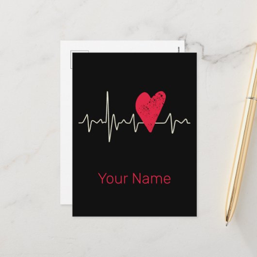 Herzschlag Valentinstag oder Muttertag Feiertagspostkarte (Vorderseite/Rückseite Beispiel)