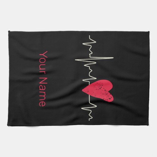 Herzschlag Valentinstag oder Muttertag Geschirrtuch (Horizontal)