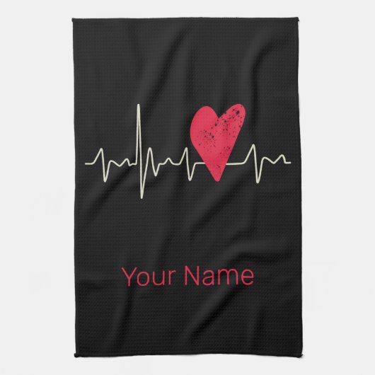 Herzschlag Valentinstag oder Muttertag Geschirrtuch (Vertikal)