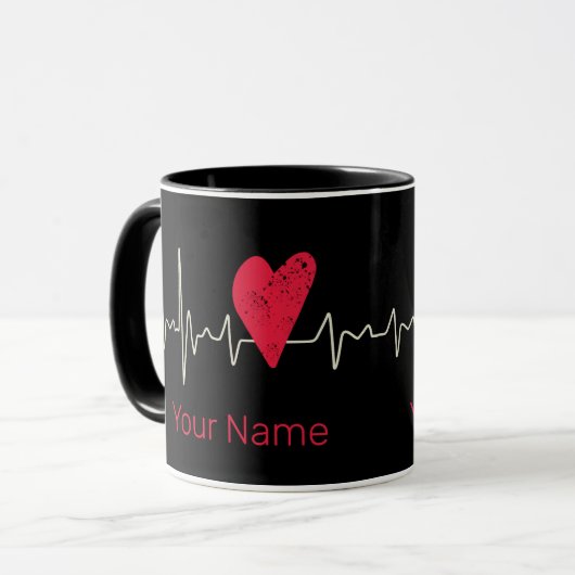 Herzschlag Valentinstag oder Muttertag Tasse (Vorderseite Links)