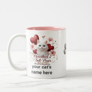 Herzschlag weicher Pfoten - Custom Two-Tone Cat Ta Zweifarbige Tasse
