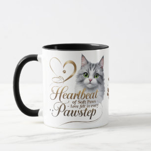 Herzschlag weicher Pfoten - Fluffy Gray Cat Combo  Tasse