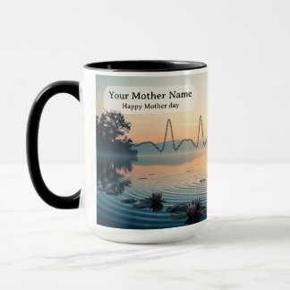 Herzschlag Wellen See Sonnenaufgang Linie Tasse