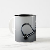 Herzschlagmomente: Stethoscope Heartbeat-Tasse Zweifarbige Tasse (Vorderseite Links)