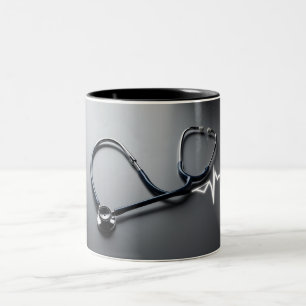 Herzschlagmomente: Stethoscope Heartbeat-Tasse Zweifarbige Tasse