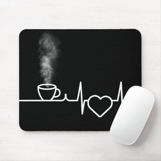 Herzschlagmuster mit Dampfkaffee Mousepad (Mit Mouse)