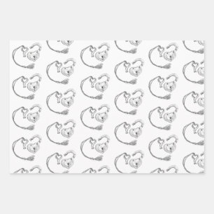 Herzschloss und Schlüssel Geschenkpapier Set