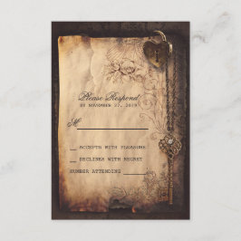 Herzschloss & wichtige Vintage Hochzeit RSVP Karte