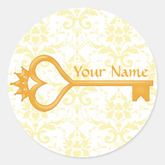 Herzschlüssel der Goldkrone Runder Aufkleber