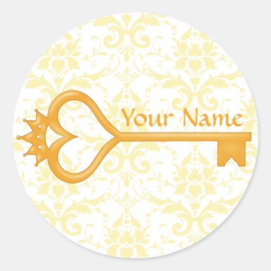 Herzschlüssel der Goldkrone Runder Aufkleber (Vorderseite)