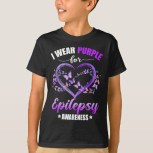 Herzschmetterling Ich trage Lila für Epilepsie Awa T-Shirt