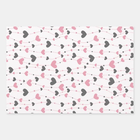 Herzschmetterlinge Rosa Weiß Grau Geschenkpapier Set (Vorderseite 2)