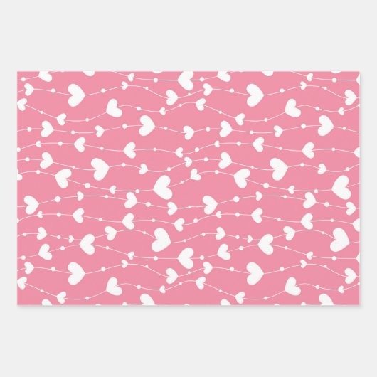 Herzschmetterlinge Rosa Weiß Grau Geschenkpapier Set (Vorderseite)