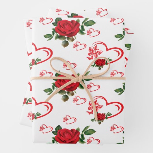 Herzschmetterlinge und Blume Geschenkpapier Set (Beispiel)