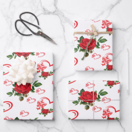 Herzschmetterlinge und Blume Geschenkpapier Set