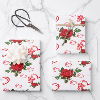 Herzschmetterlinge und Blume Geschenkpapier Set