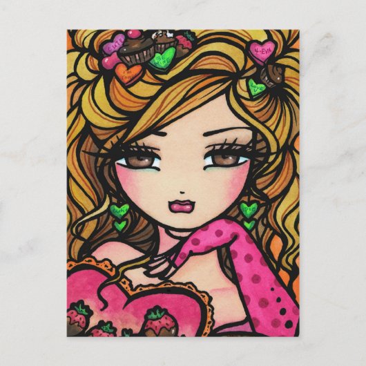 Herzschokolade Candy Mermaid Fantasy Girl del Malc Postkarte (Vorderseite)
