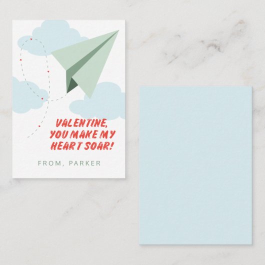 Herzschrittflugzeug-Klasse Valentine Card Begleitkarte (Vorne/Hinten)
