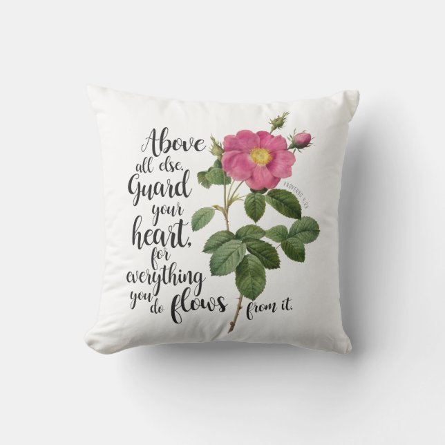 Herzschutz - Vintage Rose, Sprichwörter 4:23 Kissen (Vorderseite)