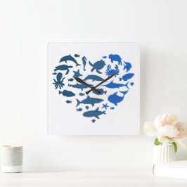 Herzseetiere Quadratische Wanduhr