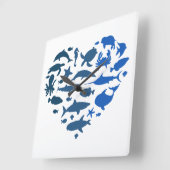 Herzseetiere Quadratische Wanduhr (Winkel)