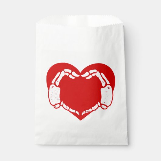 Herzskelett Hände Gothic Valentine Rot Geschenktütchen (Vorderseite)