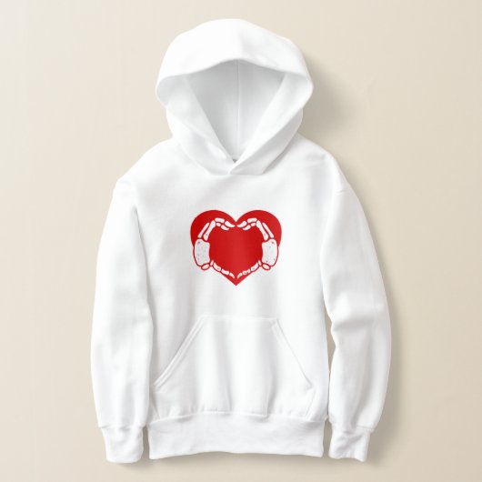 Herzskelett Hände Gothic Valentine Rot Hoodie (Ablage )