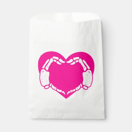 Herzskelett Hände Gothic Valentinrosa Geschenktütchen (Vorderseite)