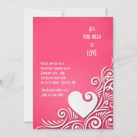 Herzskulptur Valentinstag Einladungen (Vorderseite)