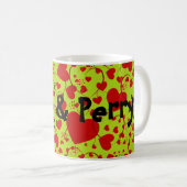 HERZsmuster ART 5 + Ihr Text | hellgrün Kaffeetasse (VorderseiteRechts)