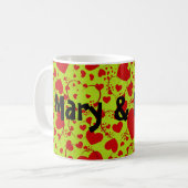 HERZsmuster ART 5 + Ihr Text | hellgrün Kaffeetasse (Vorderseite Links)
