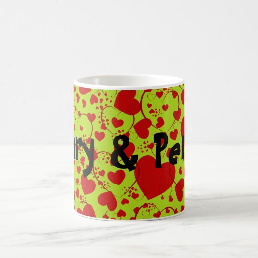 HERZsmuster ART 5 + Ihr Text | hellgrün Kaffeetasse (Mittel)