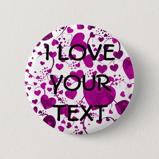 HERZsmuster ART 6 + Ihr Text Button (Vorderseite)