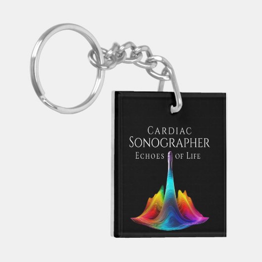 Herzsonographin - farbenfrohe Ultraschallwellen Schlüsselanhänger (Vorderseite links)