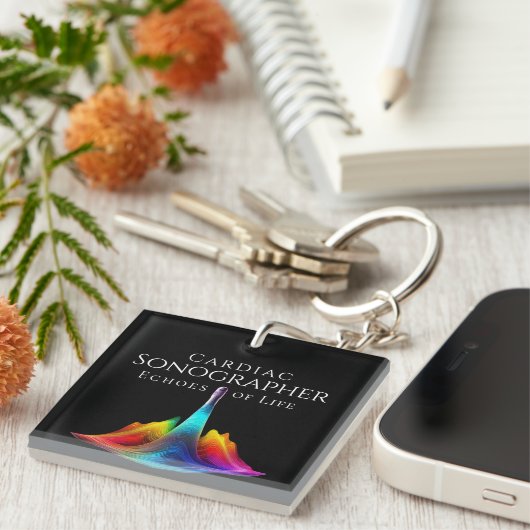 Herzsonographin - farbenfrohe Ultraschallwellen Schlüsselanhänger (Vorderseite rechts)
