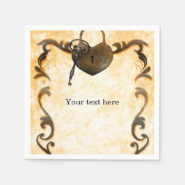 Herzsperre & Schlüssel Vintage Antike Neapel Serviette