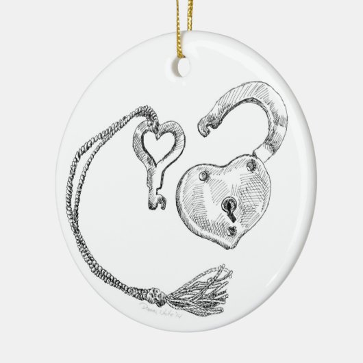 Herzsperre und Schlüsseldekoration Keramik Ornament (Links)