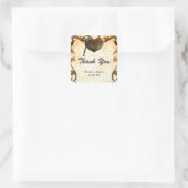 Herzsperre und Vintage rustikale Hochzeitsticker Quadratischer Aufkleber (Tasche)