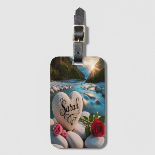 Herzstein am Fluss Gepäckanhänger (Vorderseite Vertikal)
