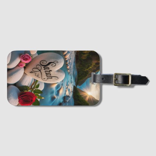 Herzstein am Fluss Gepäckanhänger (Vorderseite (Horizontal))