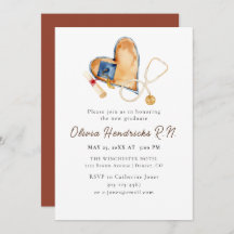 HerzStethoskop Pflege Abschluss Einladung