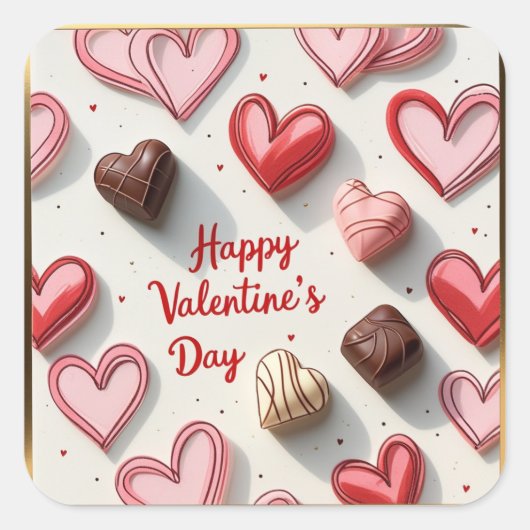 Herzstich Quadratischer Aufkleber (Vorderseite)